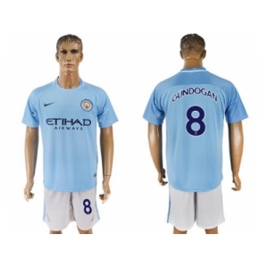 Manchester City #8 Gundogan Home Soccer Club Jersey