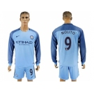 Manchester City #9 Nolito Home Long Sleeves Soccer Club Jersey