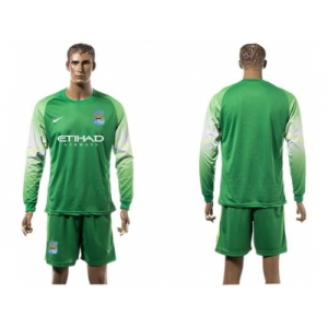 Manchester City Blank Green Goalkeeper Long Sleeves Soccer Club Jersey