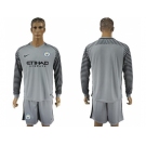 Manchester City Blank Grey Goalkeeper Long Sleeves Soccer Club Jersey