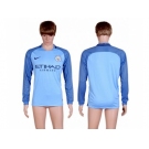 Manchester City Blank Home Long Sleeves Soccer Club Jersey1