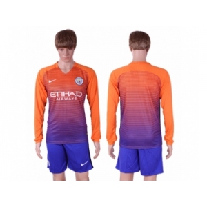 Manchester City Blank Sec Away Long Sleeves Soccer Club Jersey