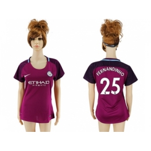 Women Manchester City #25 Fernandinho Away Soccer Club Jersey