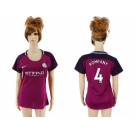 Women Manchester City #4 Kompany Away Soccer Club Jersey