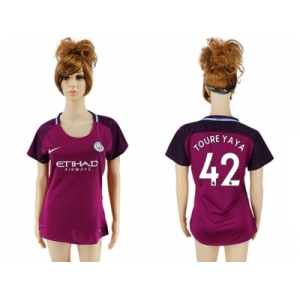 Women Manchester City #42 Toure Yaya Away Soccer Club Jersey