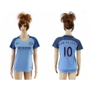 Women's Manchester City #10 Kun Aguero Home Soccer Club Jersey1