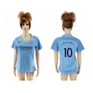 Women's Manchester City #10 Kun Aguero Home Soccer Club Jersey