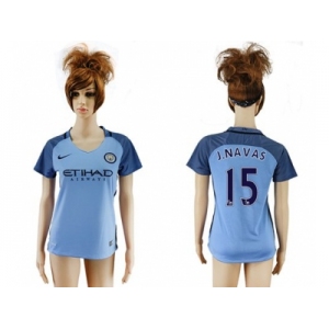 Women's Manchester City #15 J.Navas Home Soccer Club Jersey