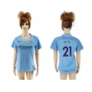 Women's Manchester City #21 Silva Home Soccer Club Jersey