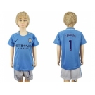 Manchester City #1 C.Bravo Home Kid Soccer Club Jersey