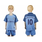 Manchester City #10 Kun Aguero Home Kid Soccer Club Jersey1