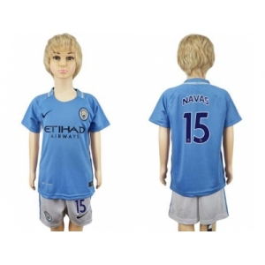 Manchester City #15 Navas Home Kid Soccer Club Jersey