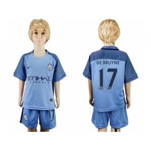 Manchester City #17 De Bruyne Home Kid Soccer Club Jersey1