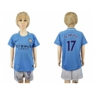 Manchester City #17 De Bruyne Home Kid Soccer Club Jersey