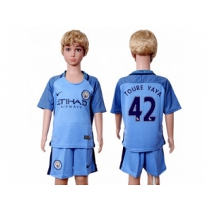 Manchester City #42 Toure YAYA Home Kid Soccer Club Jersey1