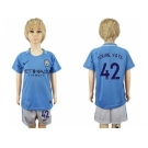 Manchester City #42 Toure YAYA Home Kid Soccer Club Jersey