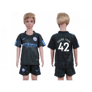 Manchester City #42 Toure YAYA Sec Away Kid Soccer Club Jersey