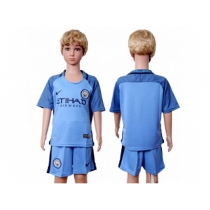 Manchester City Blank Home Kid Soccer Club Jersey1