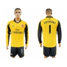Arsenal #1 Szczesny Away Long Sleeves Soccer Club Jersey