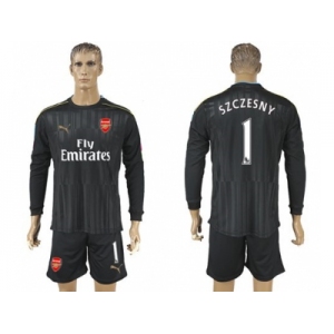 Arsenal #1 Szczesny Black Long Sleeves Goalkeeper Soccer Club Jersey