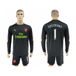 Arsenal #1 Szczesny Black Long Sleeves Goalkeeper Soccer Country Jersey