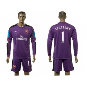 Arsenal #1 Szczesny Purple Goalkeeper Long Sleeves Soccer Club Jersey