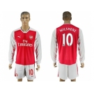 Arsenal #10 Wilshere Red Home Long Sleeves Soccer Club Jersey1