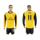 Arsenal #11 Ozil Away Long Sleeves Soccer Club Jersey