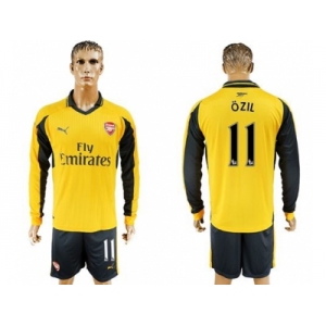 Arsenal #11 Ozil Away Long Sleeves Soccer Club Jersey