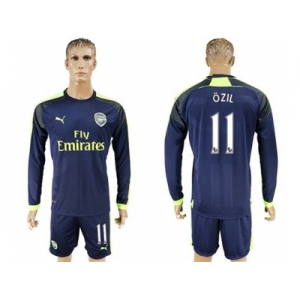 Arsenal #11 Ozil Sec Away Long Sleeves Soccer Club Jersey