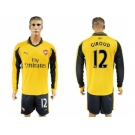 Arsenal #12 Giroud Away Long Sleeves Soccer Club Jersey