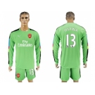 Arsenal #13 Ospina Green Goalkeeper Long Sleeves Soccer Club Jersey