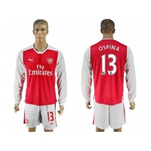 Arsenal #13 Ospina Red Home Long Sleeves Soccer Club Jersey