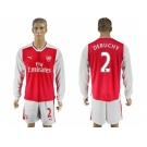 Arsenal #2 Debuchy Red Home Long Sleeves Soccer Club Jersey1