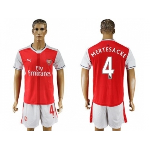Arsenal #4 Mertesacke Home Soccer Club Jersey