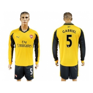 Arsenal #5 Gabriel Away Long Sleeves Soccer Club Jersey