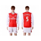 Arsenal #5 Gabriel Red Home Long Sleeves Soccer Club Jersey