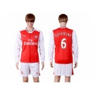 Arsenal #6 Koscielny Red Home Long Sleeves Soccer Club Jersey