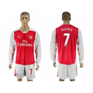 Arsenal #7 Alexis Red Home Long Sleeves Soccer Club Jersey