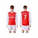 Arsenal #7 Rosicky Red Home Long Sleeves Soccer Club Jersey