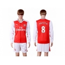 Arsenal #8 Arteta Red Home Long Sleeves Soccer Club Jersey