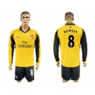 Arsenal #8 Ramsey Away Long Sleeves Soccer Club Jersey
