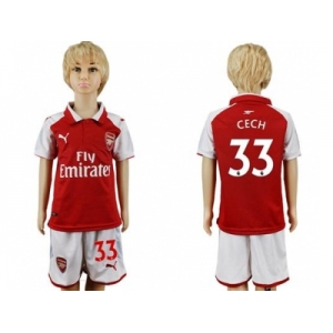 Arsenal #33 Cech Home Kid Soccer Club Jersey