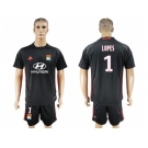 Lyon #1 Lopes Black Goalkeeper Soccer Club Jersey