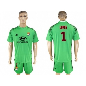 Lyon #1 Lopes Green Goalkeeper Soccer Club Jersey