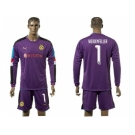 Dortmund #1 Weidenfeller Purple Long Sleeves Goalkeeper Soccer Club Jersey