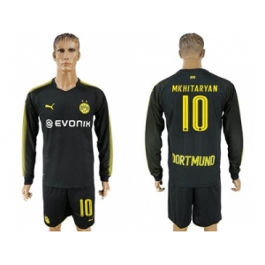 Dortmund #10 Mkhitaryan Away Long Sleeves Soccer Club Jersey