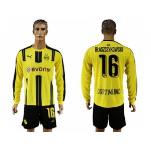 Dortmund #16 Blaszczykowski Home Long Sleeves Soccer Club Jersey