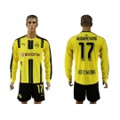 Dortmund #17 Aubameyang Home Long Sleeves Soccer Club Jersey