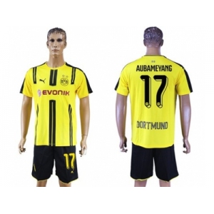 Dortmund #17 Aubameyang Home Soccer Club Jerseys